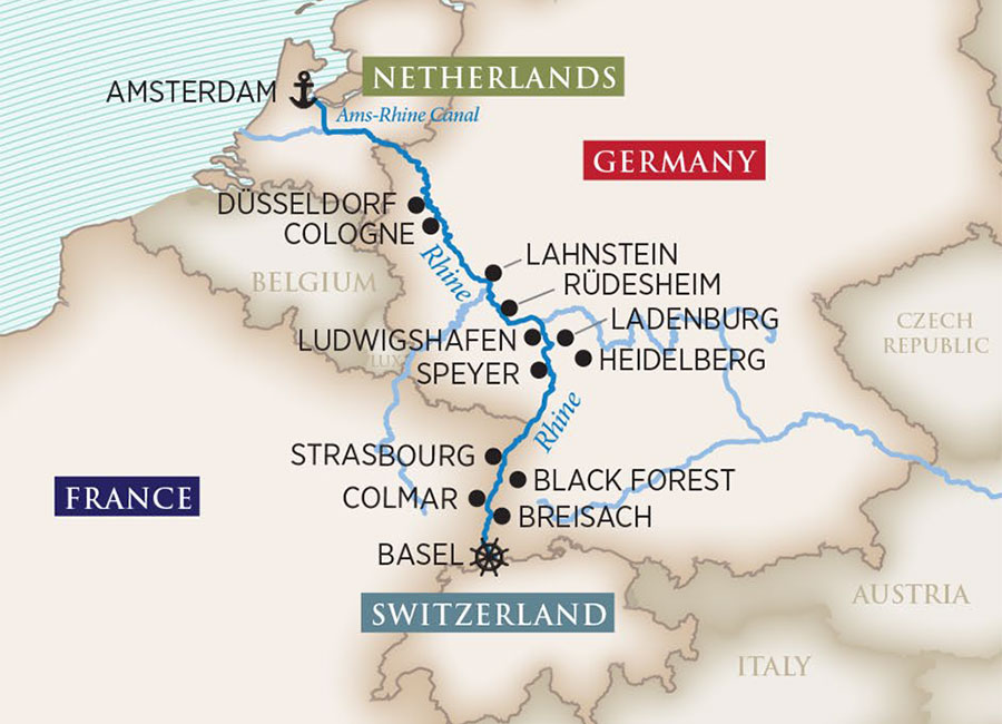 Map of Rhine River Cruise